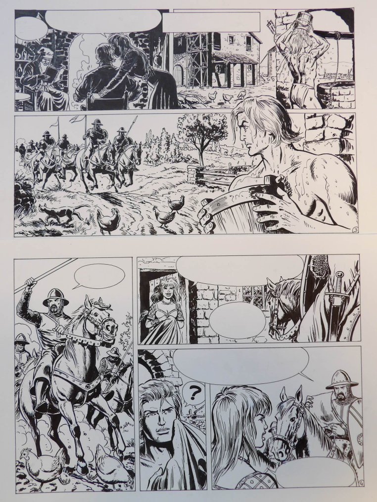 Scholz, Claus - De Rode Ridder 212 - De zwarte inquisiteur [strook 3 + 4] - 1 x alkuperäinen sivu - 2006 #1.0