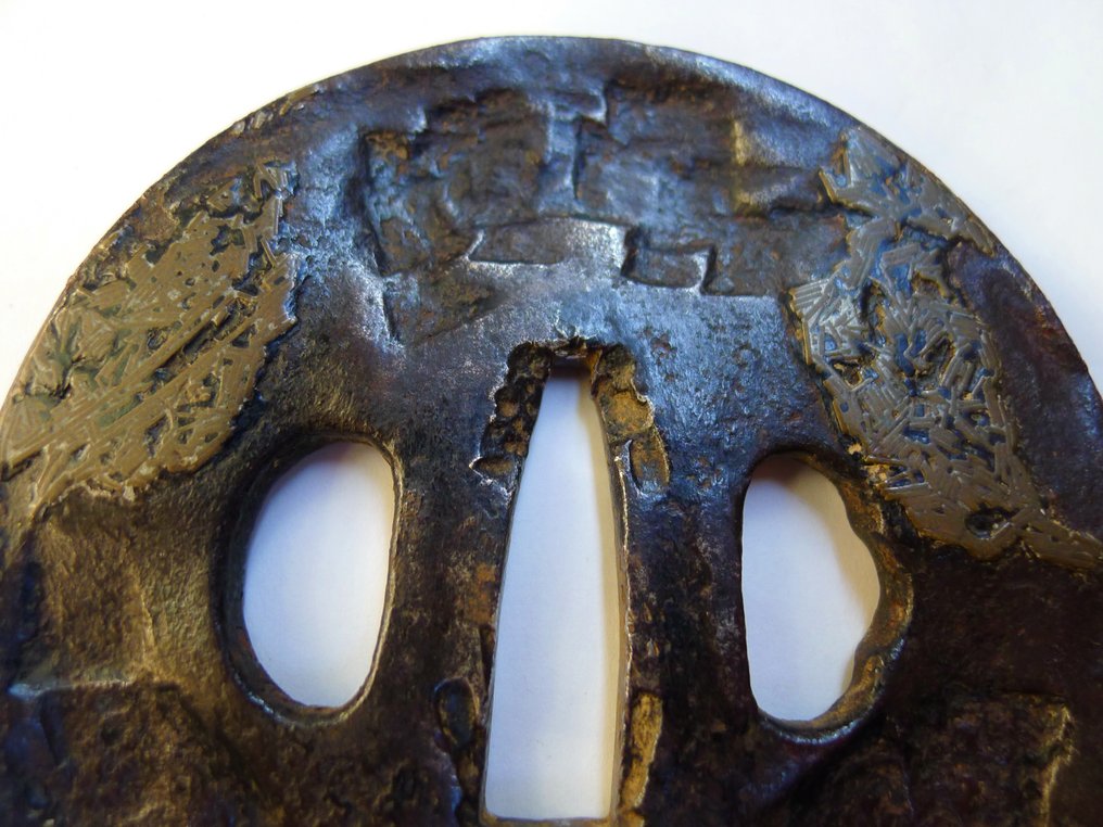 Όμορφο μοτίβο επίχρισματος από ορείχαλκο, hynjyo tsuba. - Ιαπωνία #4.3