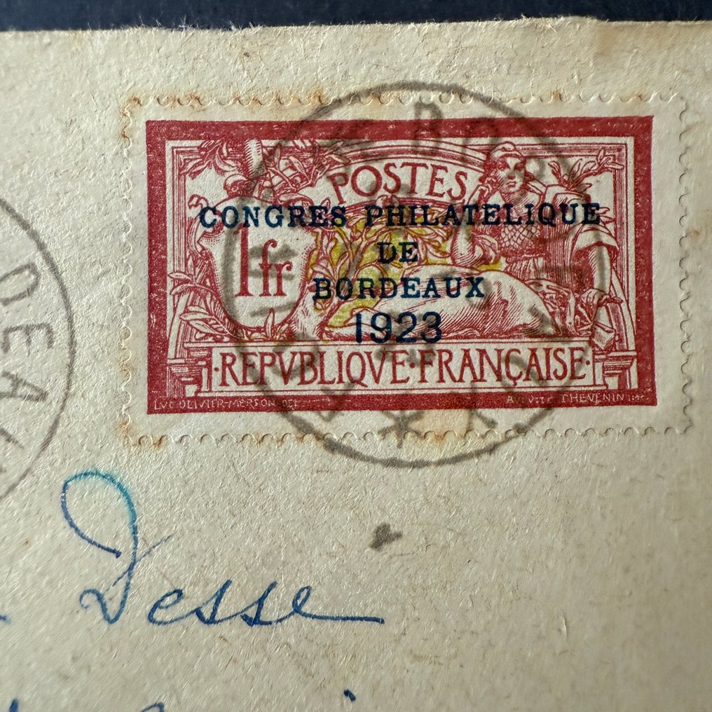 法國  - Yvert 182 ‘波尔多1923展览’已盖销，贴在信件上 #1.0