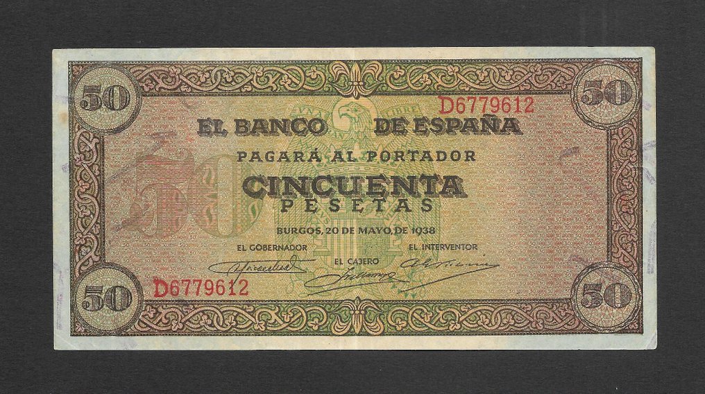 Spanien. - 50 Pesetas - 1938 - Pick 112  (Ingen mindstepris) #1.0