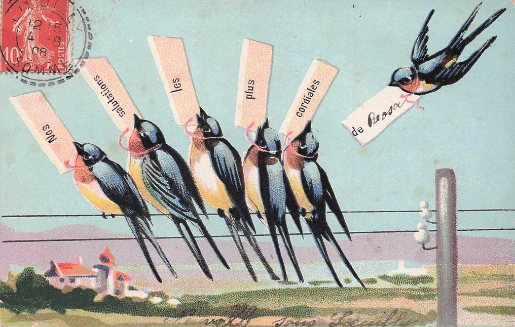 Zwaluwen (διεθνές) - πολλές κάρτες με ανάγλυφο και μερικές με επένδυση σε χρυσό. - Καρτ-ποστάλ (65) - 1910-1950 #1.0