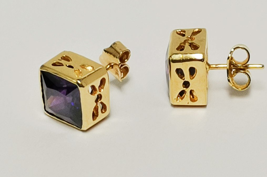 Øredobber - 18 karat Gull Ametyst #1.0