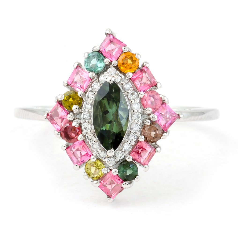 χωρίς τιμή ασφαλείας - Δαχτυλίδι Πλατίνα -  1.20ct. tw. Τουρμαλίνης - Ζαφείρι #1.0