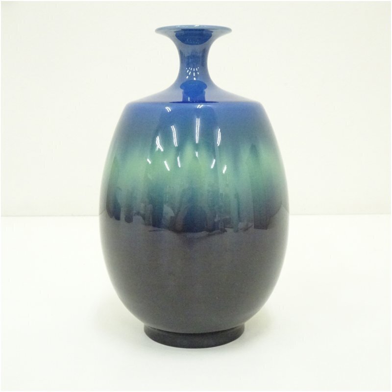 九谷蓝色花瓶 德久康吉三世 国家重要文化财产 - Tokuda Yasokichi - 日本 - 20世纪 #1.0