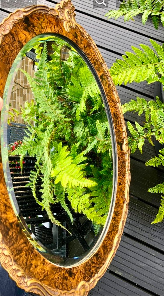 Spegel - Slipad glasrand - Antik oval väggspegel #3.2