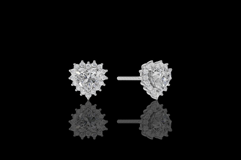 Σκουλαρίκια - 14 καράτια Λευκός χρυσός - 2.16ct. tw. Διαμάντι (Εργαστηριακής καλλιέργειας) - Διαμάντι #2.1