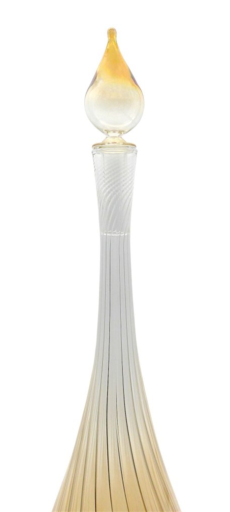 Renato Gandini (Murano) - Lidded花瓶 -  修改“空气瓶”与 Rigadin 加工  - 手工吹制玻璃 - 41.5 厘米 - 1970年代 #4.3