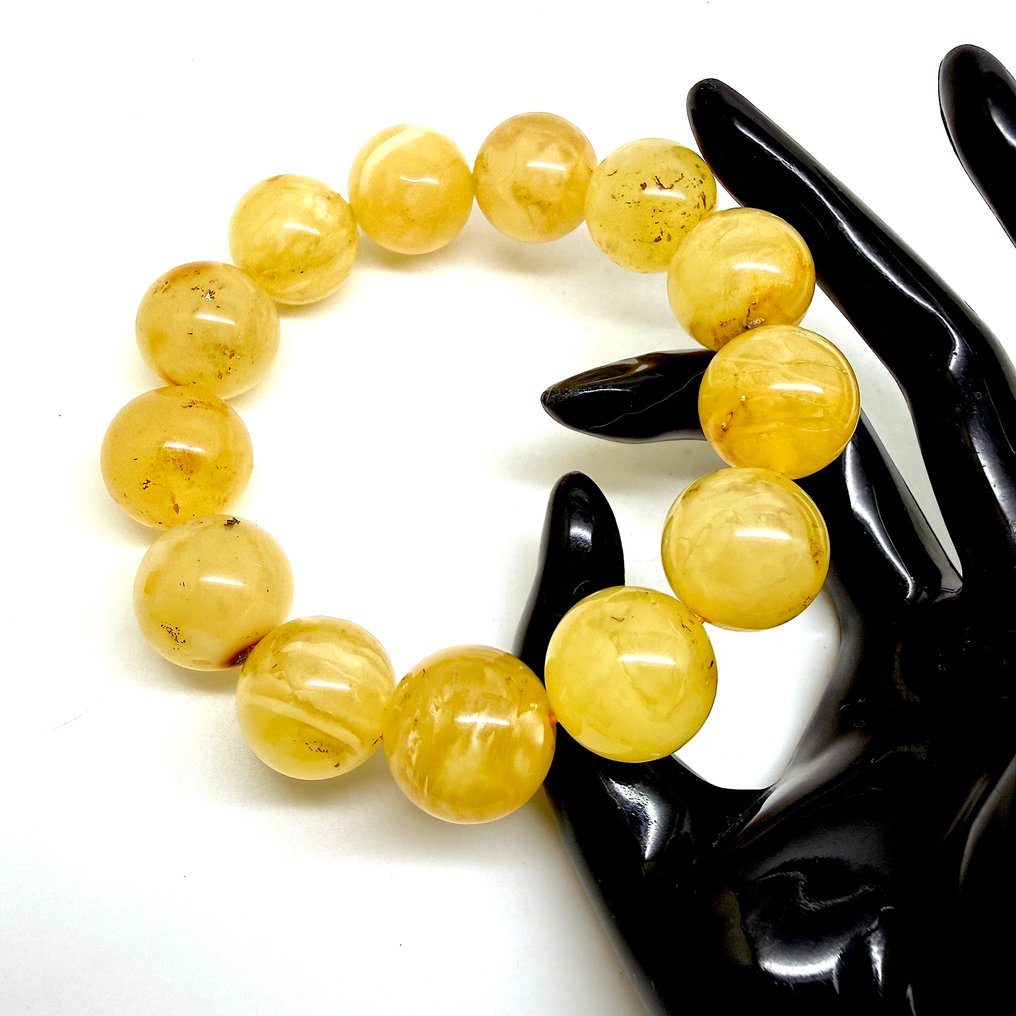 Βραχιόλι από φυσικό μπλετζικό κεχριμπάρι, ολόκληροι λίθοι, 20mm, 52,7g. - Κεχριμπάρι - Baltic amber - succinite #2.1