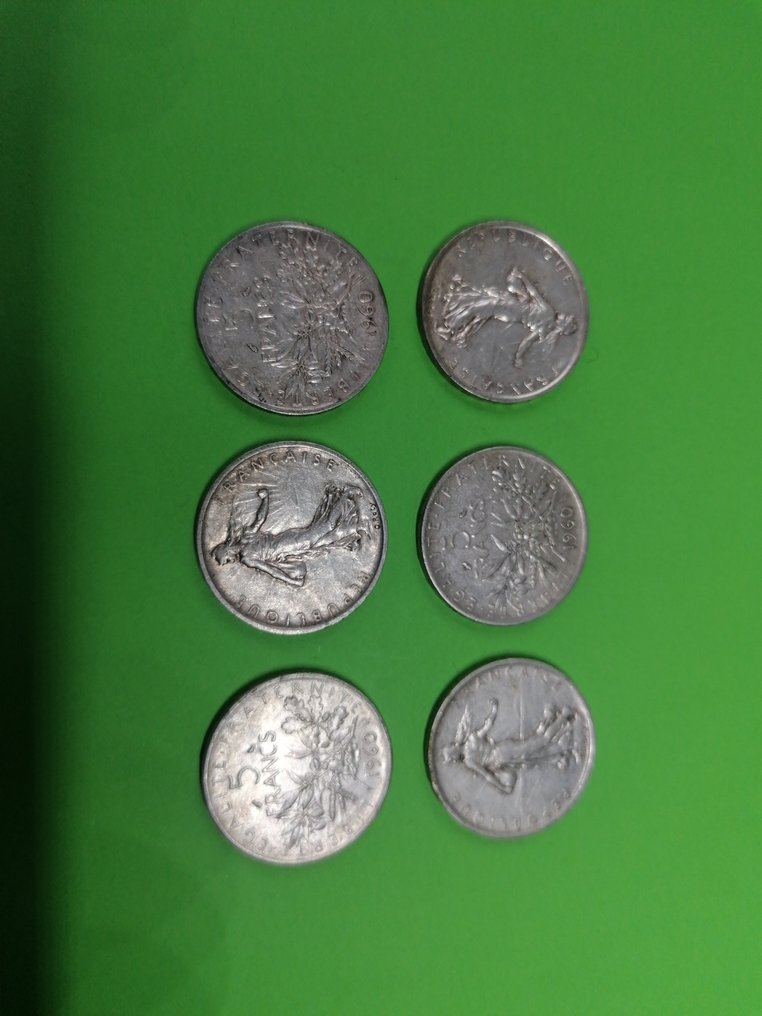 Frankrijk. 5 Francs 1960 Semeuse (6 Munzen) (Zonder minimumprijs) #1.0