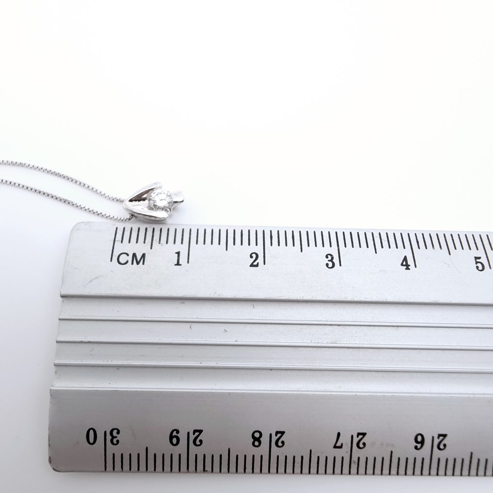 吊墜頸鏈 - 18 克拉 白金 鉆石 (天然)  #4.3