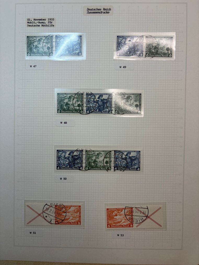 德意志帝国  - 德国帝国 1933 – 紧急救助“合订本”（W标记）– 3册页面 #1.0