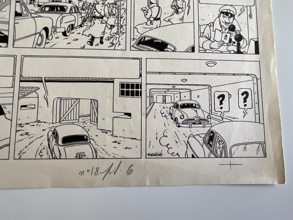 Hergé - 1 Print - Tintin - Objectif Lune - Planche « fascicule Tintin » imprimée en noir et blanc sans textes - Verso blanc #3.2