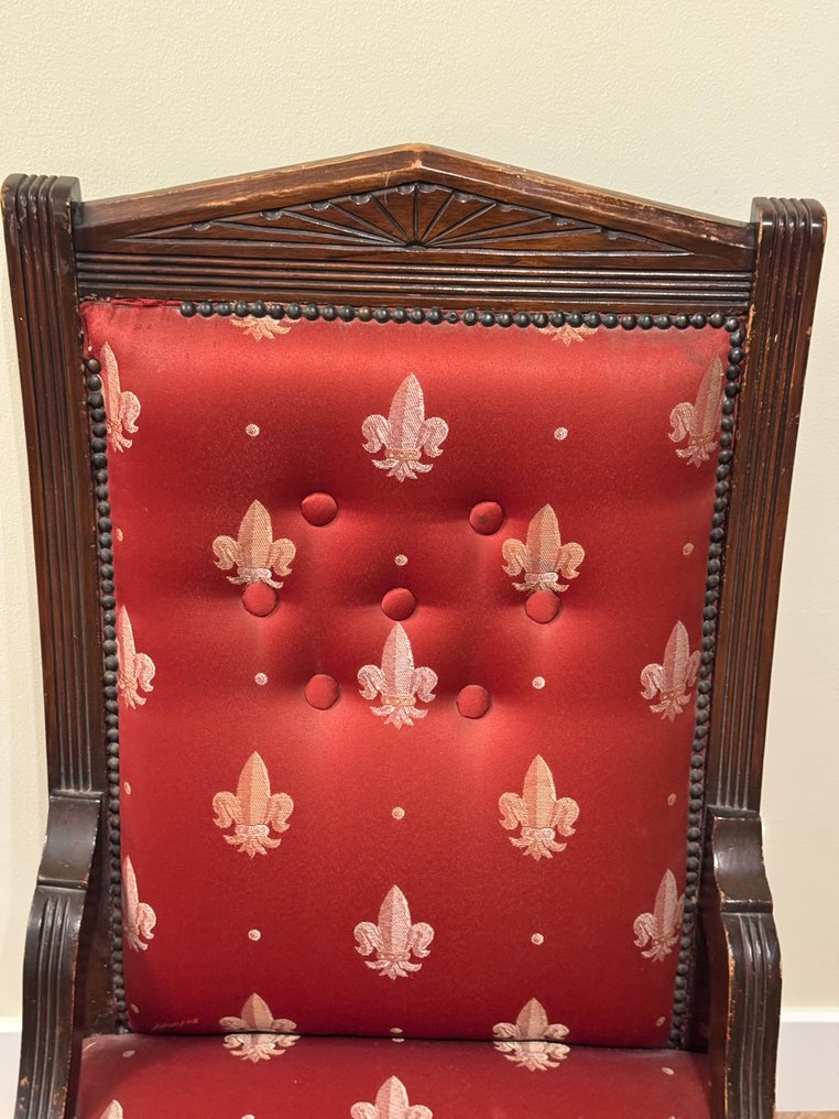 Side chair - with integrated back buttons - Steel, Walnut - Elegant armchair #4.3