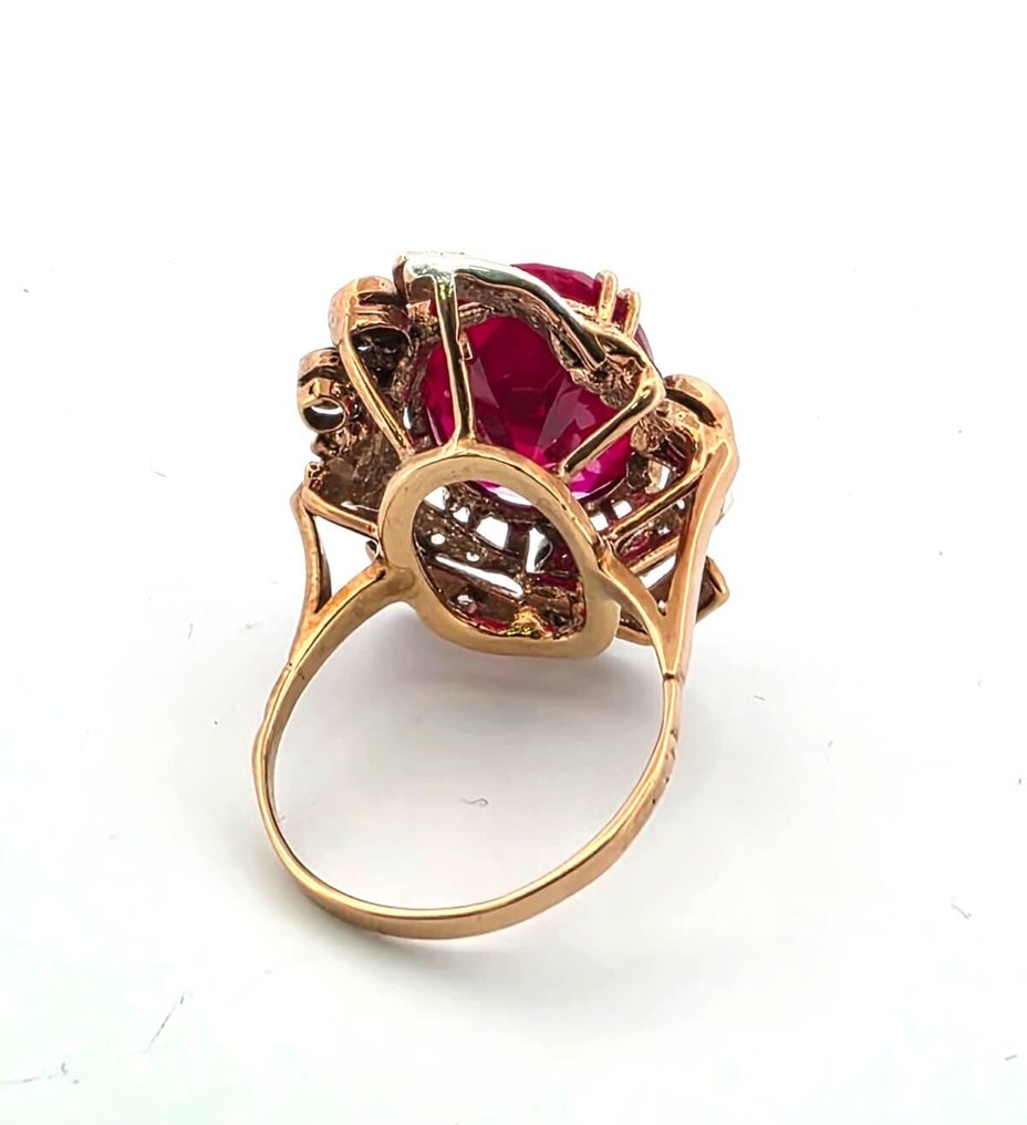 χωρίς τιμή ασφαλείας - Δαχτυλίδι - 9 kt. Ροζ χρυσό, Ασημί Ρουμπίνι - Διαμάντι #3.2