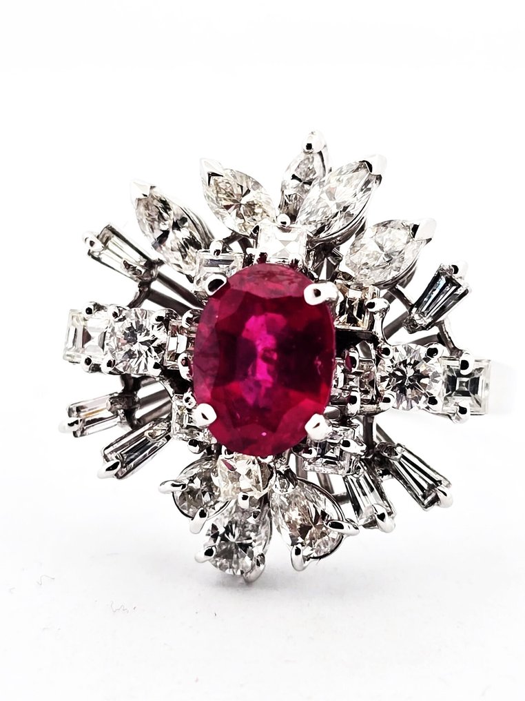 Δαχτυλίδι - 18 καράτια Κίτρινο χρυσό -  5.30ct. tw. Διαμάντι (Φυσικό)  - Ρουμπίνι #1.0