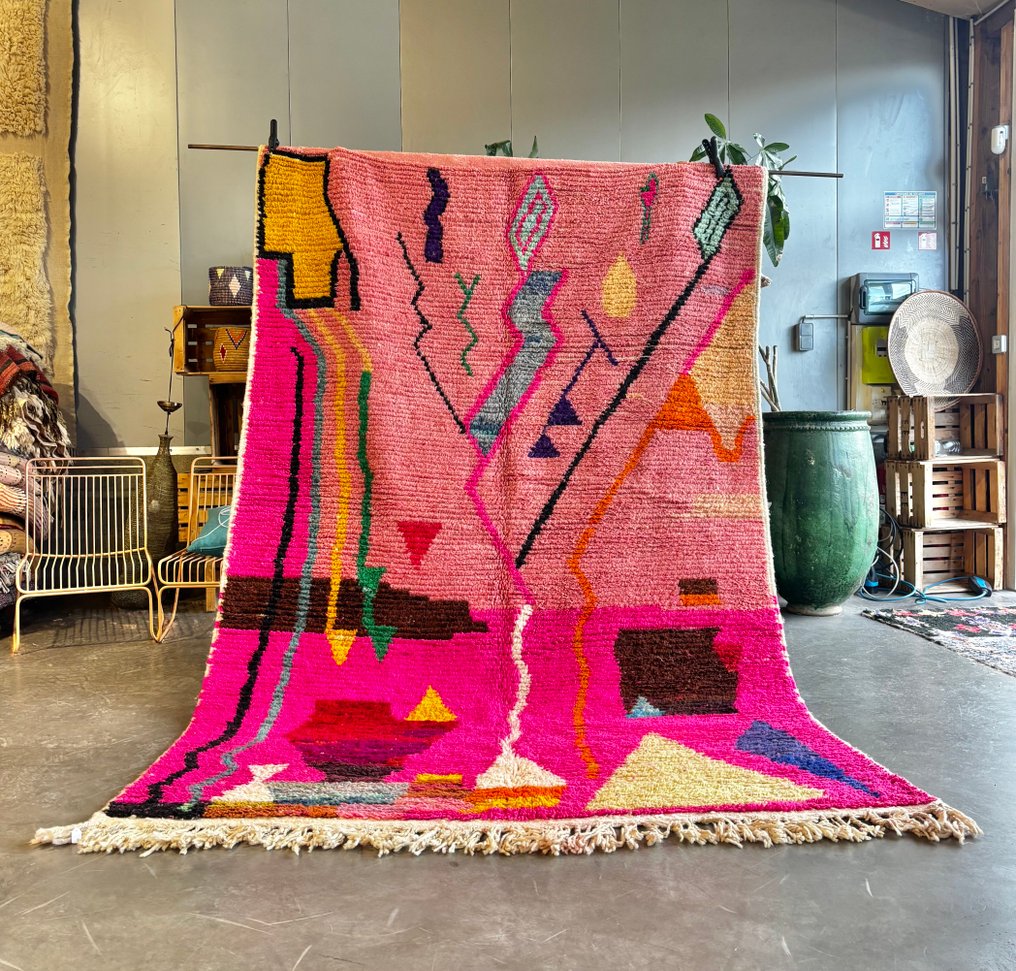 Μεγάλο σύγχρονο μαροκινό χαλί Boujad – χειροποίητο μαλλί. - Χαλί - 300 cm - 200 cm - Χειροποίητο χαλί από μαλλί #2.1