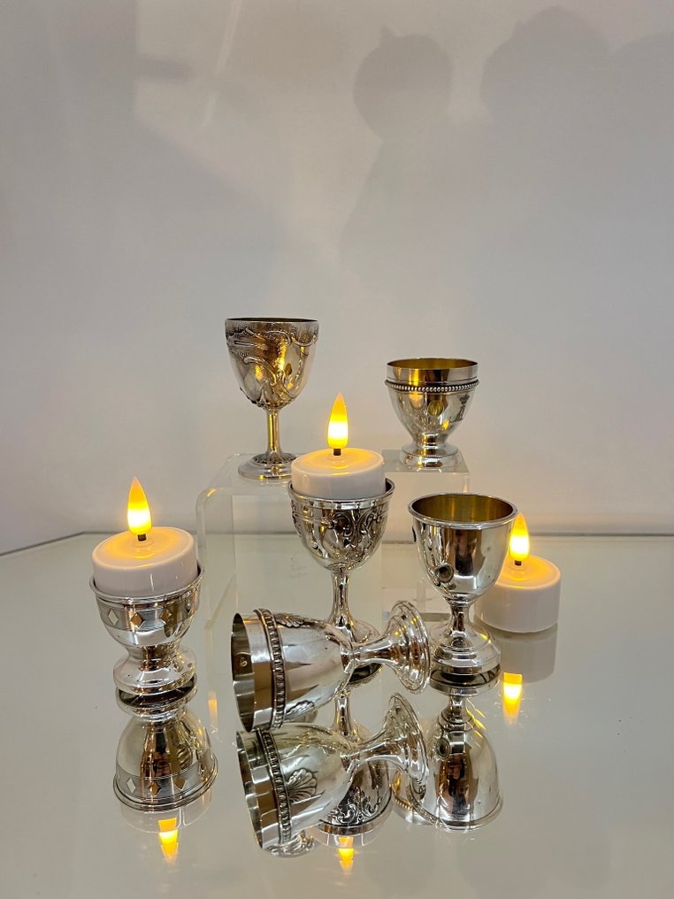 Äggkopp (6) - 5 Silver  1 Plated - .950 silver, .800 silver #1.0