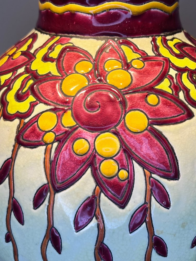 Keramis, Keramis Boch, Boch Frères - Charles Catteau - 花瓶 - 极其罕见的球形花瓶!极东地区! - 奶油色陶器 #4.3