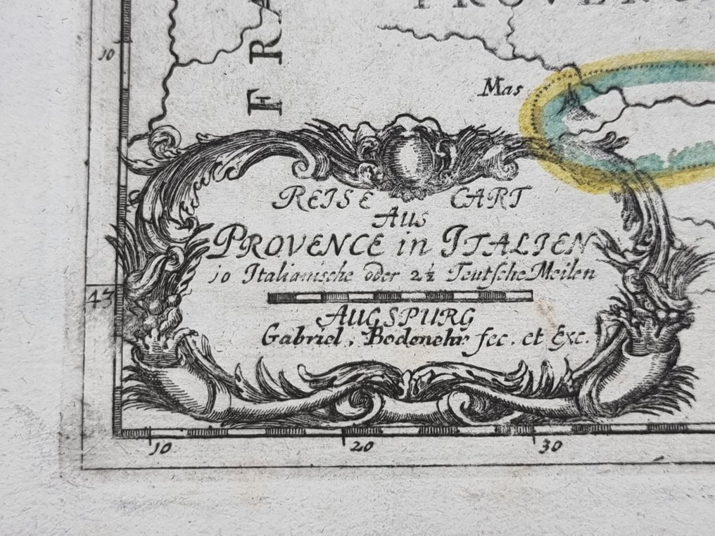Włochy - Prowansja, Nicea, Monako i zachodnia część Piemontu.; BODENEHR Gabriel (1664-1758), Augusta [ca 1704] - "Reyse Cart aus Provence in Italien" - 1701-1720 #1.0