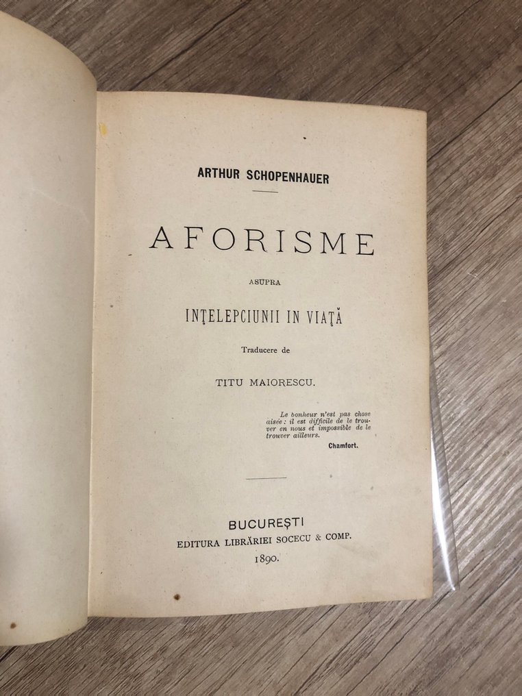 Arthur Schopenhauer; Titu Maiorescu (translator) - Aforisme - 1890-1890 #1.0