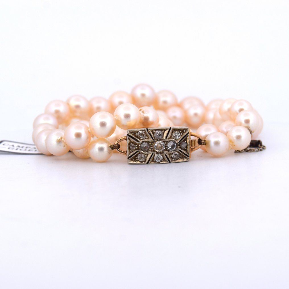 Κολιέ - 18 καράτια Κίτρινο χρυσό -  0.80ct. tw. Διαμάντι (Φυσικό)  - Μαργαριτάρι #3.2