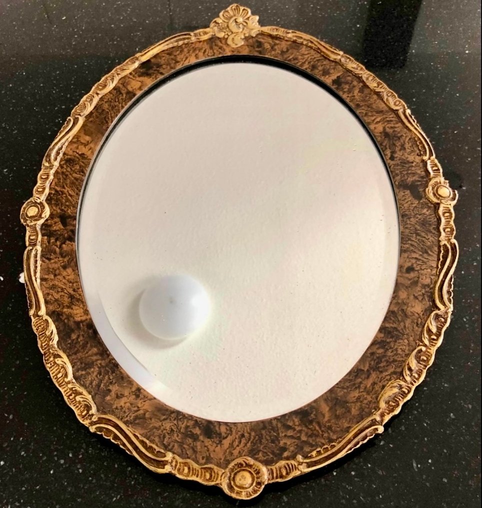 Spegel - Slipad glasrand - Antik oval väggspegel #1.0