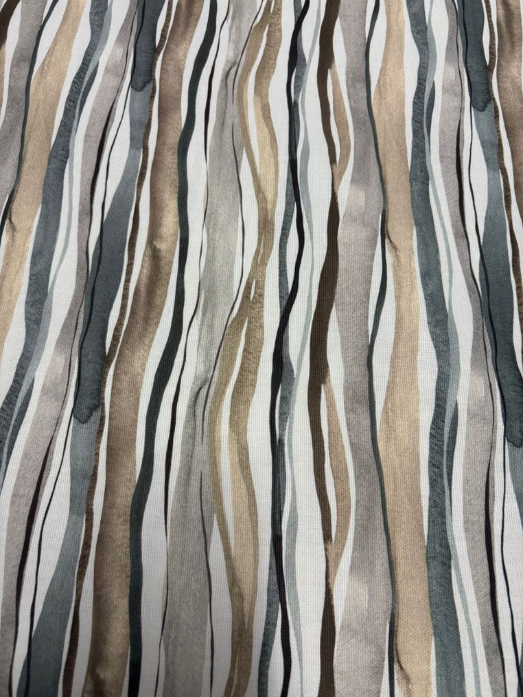 Αποκλειστικό ύφασμα Panama 100% βαμβάκι, στιλιζαριστό πολύχρωμο ριγέ σχέδιο. - Ύφασμα ταπετσαρίας  - 300 cm - 280 cm - Oeko Tex Standard #1.0