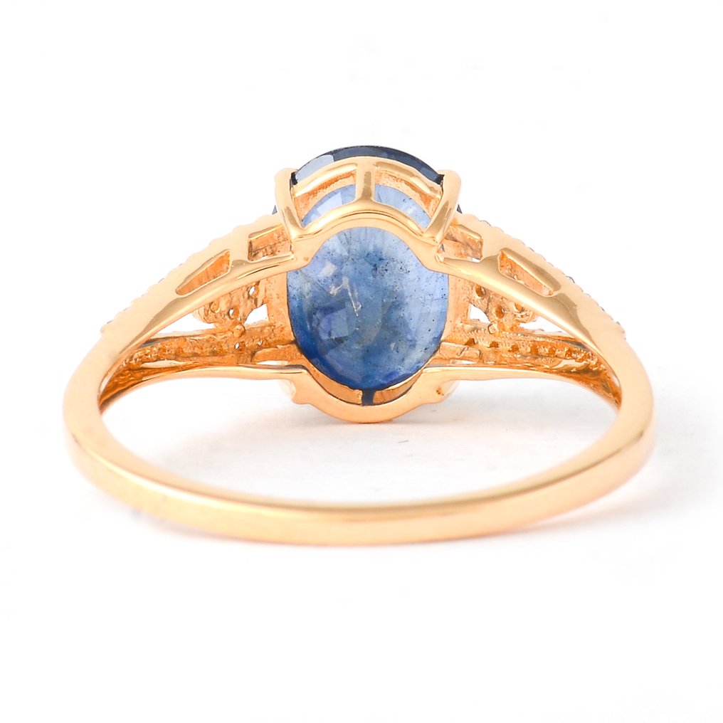 χωρίς τιμή ασφαλείας - Δαχτυλίδι - 14 καράτια Κίτρινο χρυσό - 2.76ct. tw. Ζαφείρι - Διαμάντι #2.1