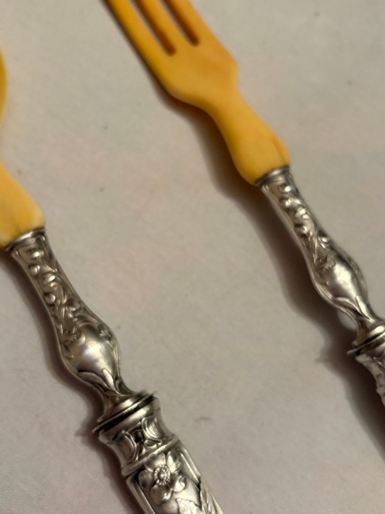 Vassoio di portata da insalata - .950 argento - 1850-1900 #2.1