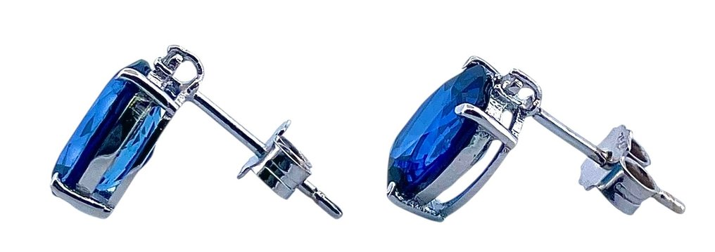 χωρίς τιμή ασφαλείας - Σκουλαρίκια - 18 καράτια Λευκός χρυσός Ζαφείρι - Διαμάντι #4.3