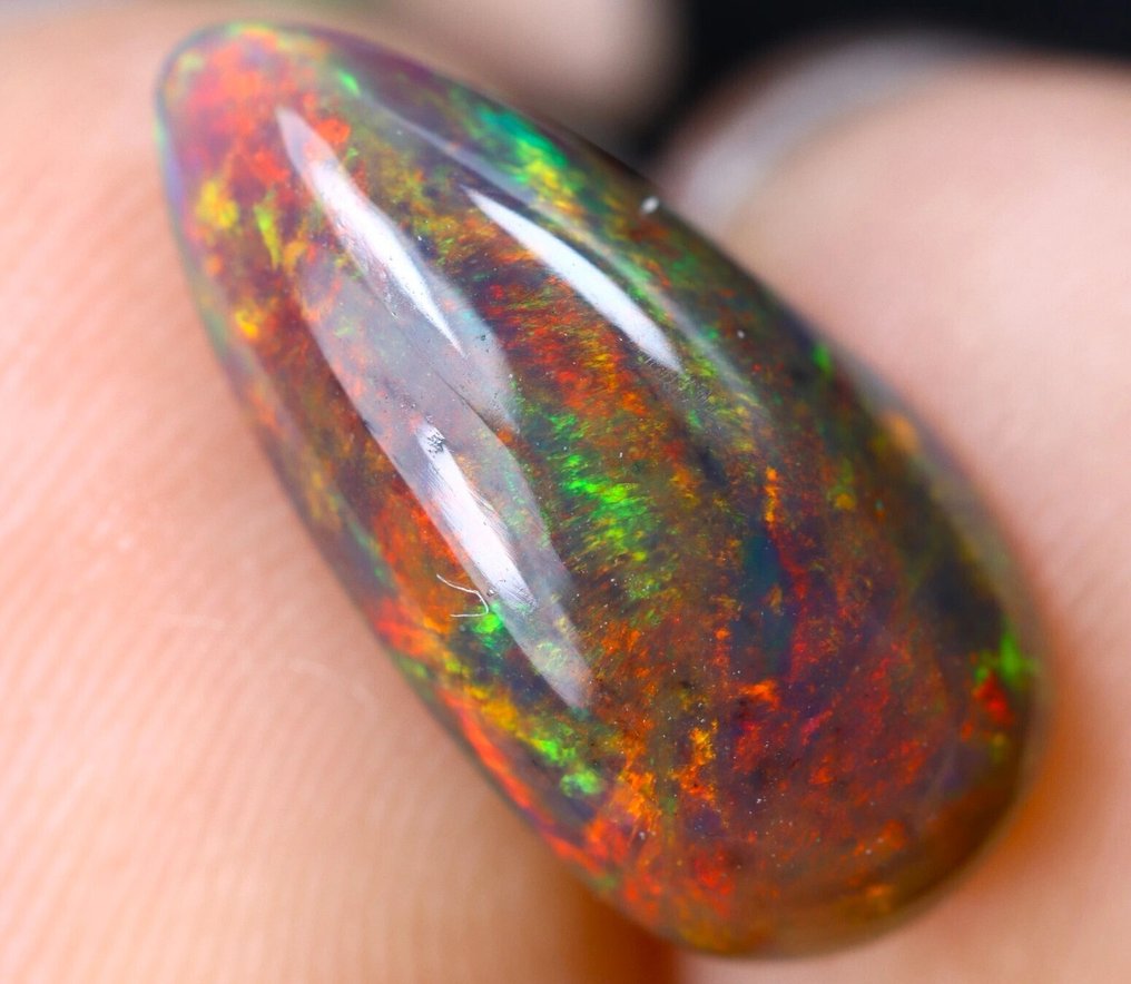 2.02 克拉 - 顶级颜色 - 自然 黑色欧泊——观看视频！- 0.4 g #1.0