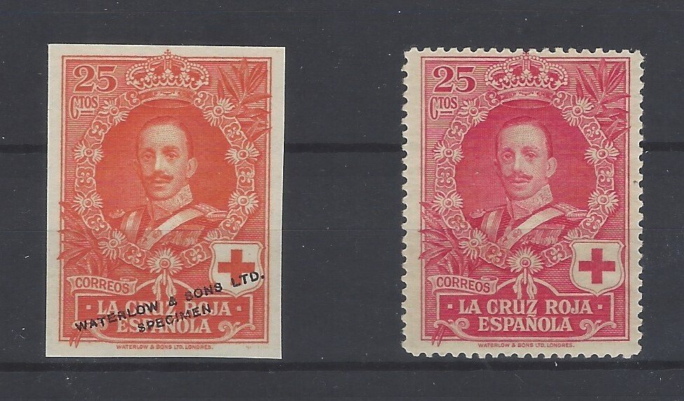 西班牙 1927 - 极罕见25克拉红十字会，无牙色差错误 - Edifil Esp nº 331ecs #2.1