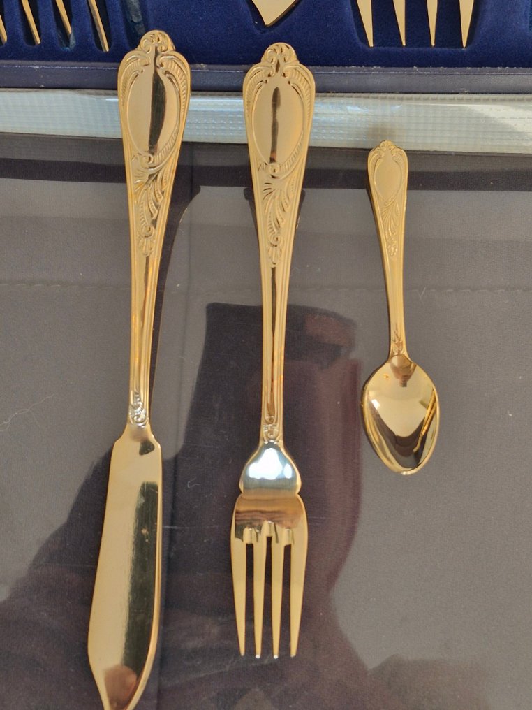 Σετ μαχαιροπήρουνων - Αποκλειστικό σετ μαχαιροπήρουνα για ψάρι 23/24 καρατίων σκληρά επιχρυσωμένο, 38 τεμαχίων. - Gold plated #4.3