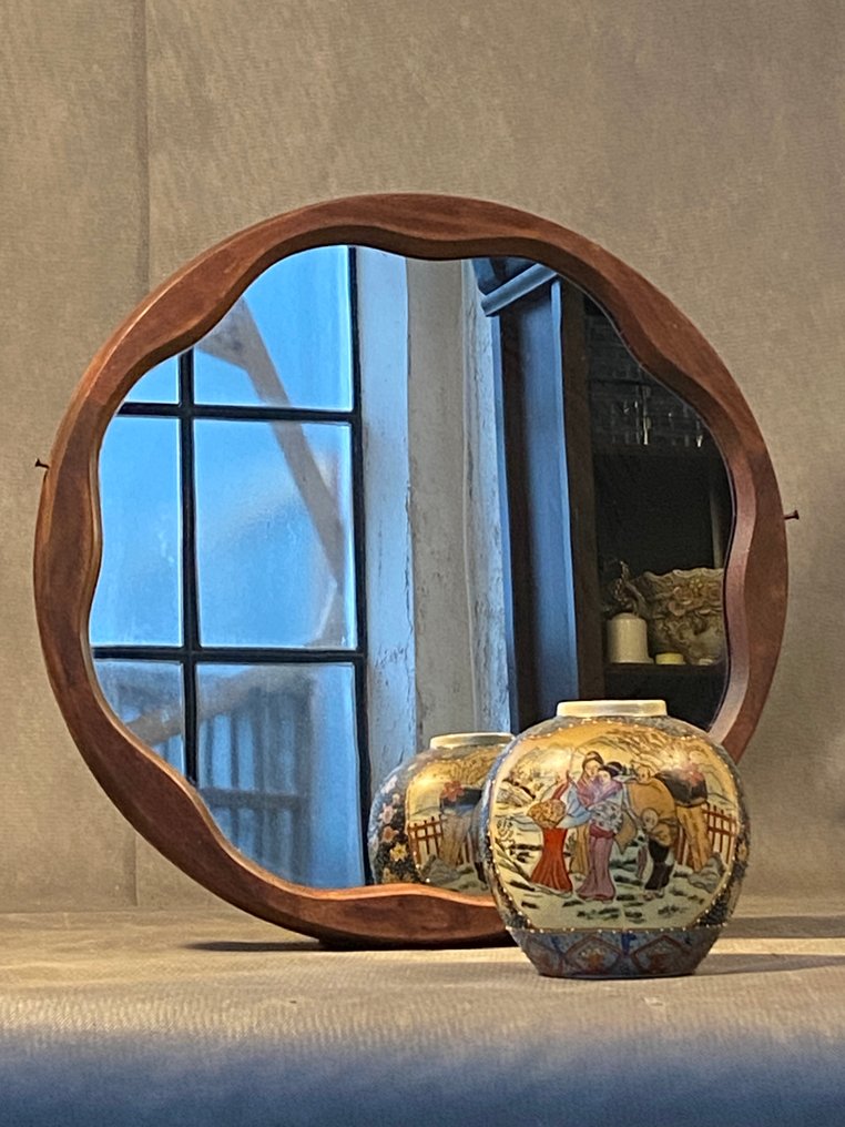 鏡  - 木, design italiano anni '50 #3.2