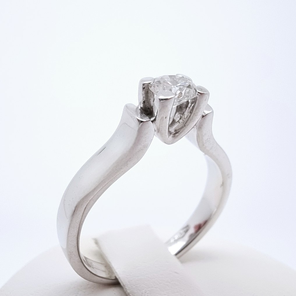 戒指 - 18K包金 白金 钻石 (天然)  #1.0