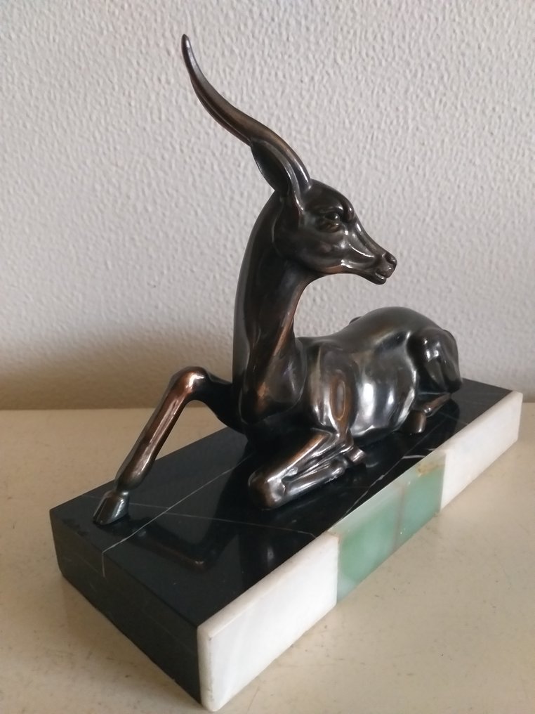 Γλυπτό, Antilope - 20 cm - Μαρμαρό, Όνις, Τεχνικός ψευδάργυρος - 1920 #4.3