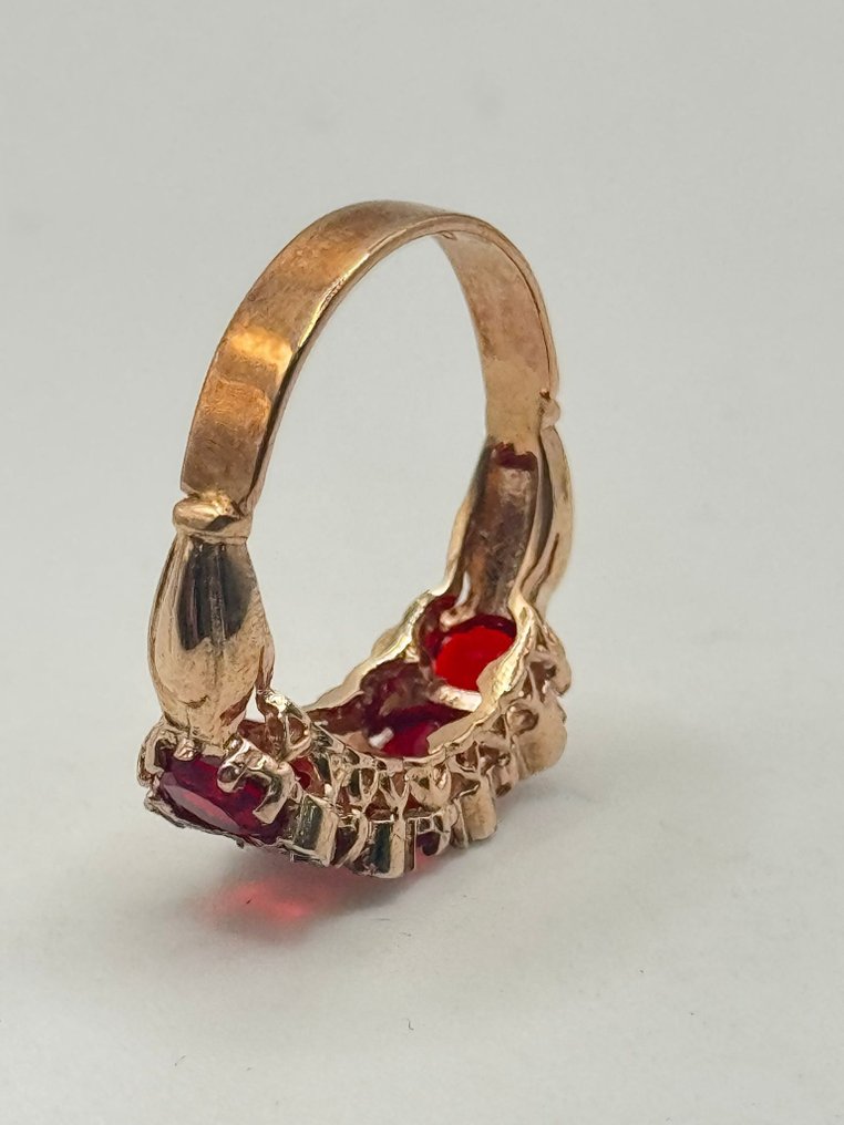 χωρίς τιμή ασφαλείας - Δαχτυλίδι - 9 kt. Ροζ χρυσό, Ασημί Ρουμπίνι - Διαμάντι #4.3