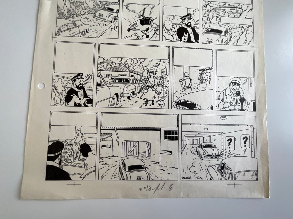 Hergé - 1 Print - Tintin - Objectif Lune - Planche « fascicule Tintin » imprimée en noir et blanc sans textes - Verso blanc #2.1