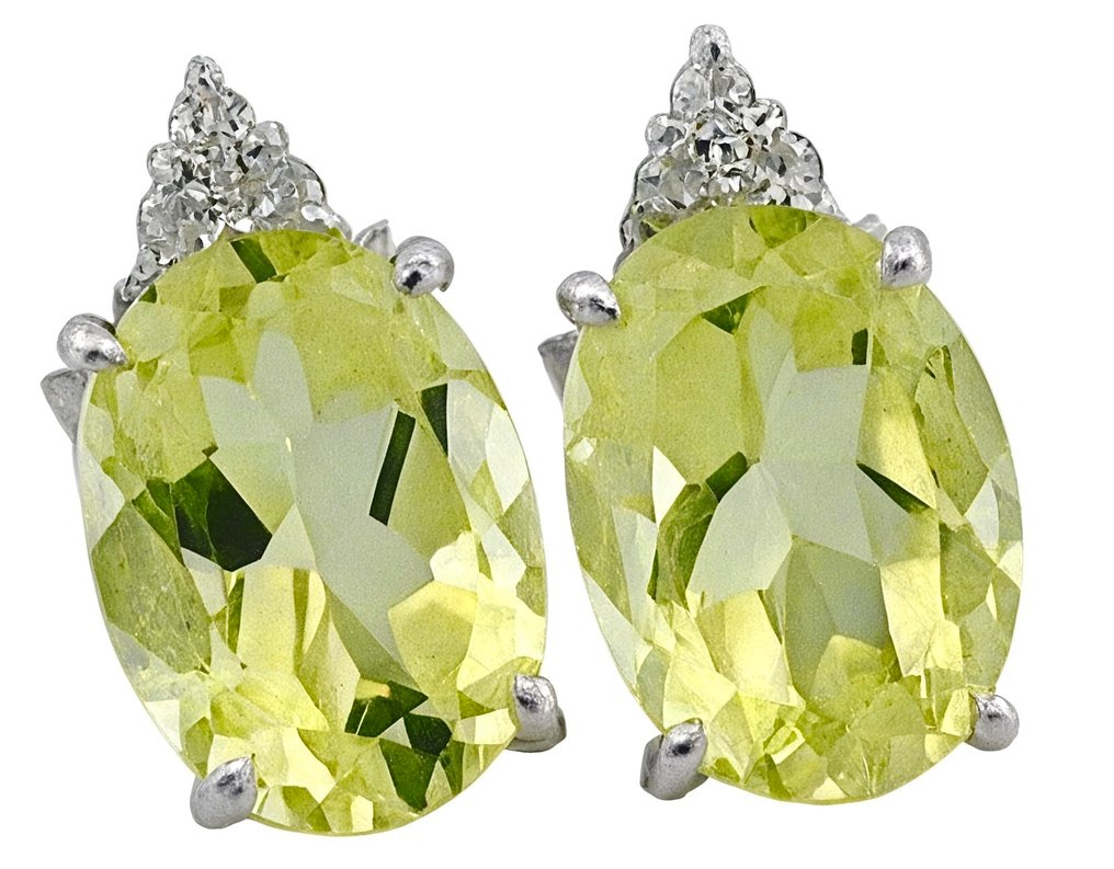 沒有保留價 - 耳環 - 18 克拉 白金 石英 - 鉆石 #2.1