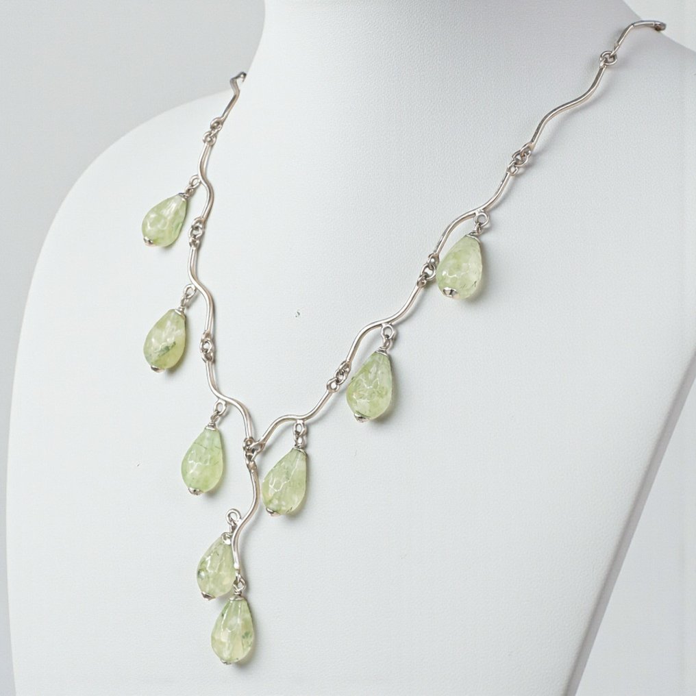 手工制作,采用925银,配以优质Prehnite - 项链 #2.1