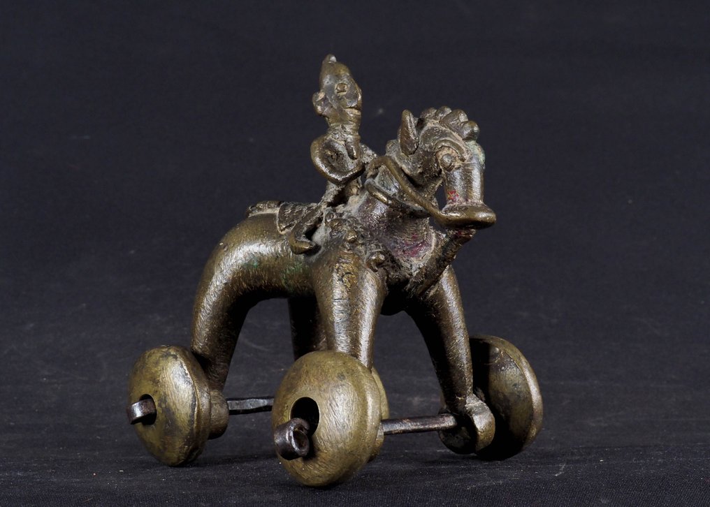 Άλογο με ιππέα, ναός, παιχνίδι - Χαλκός χυμένος - Ινδία - Early 20th century #4.3