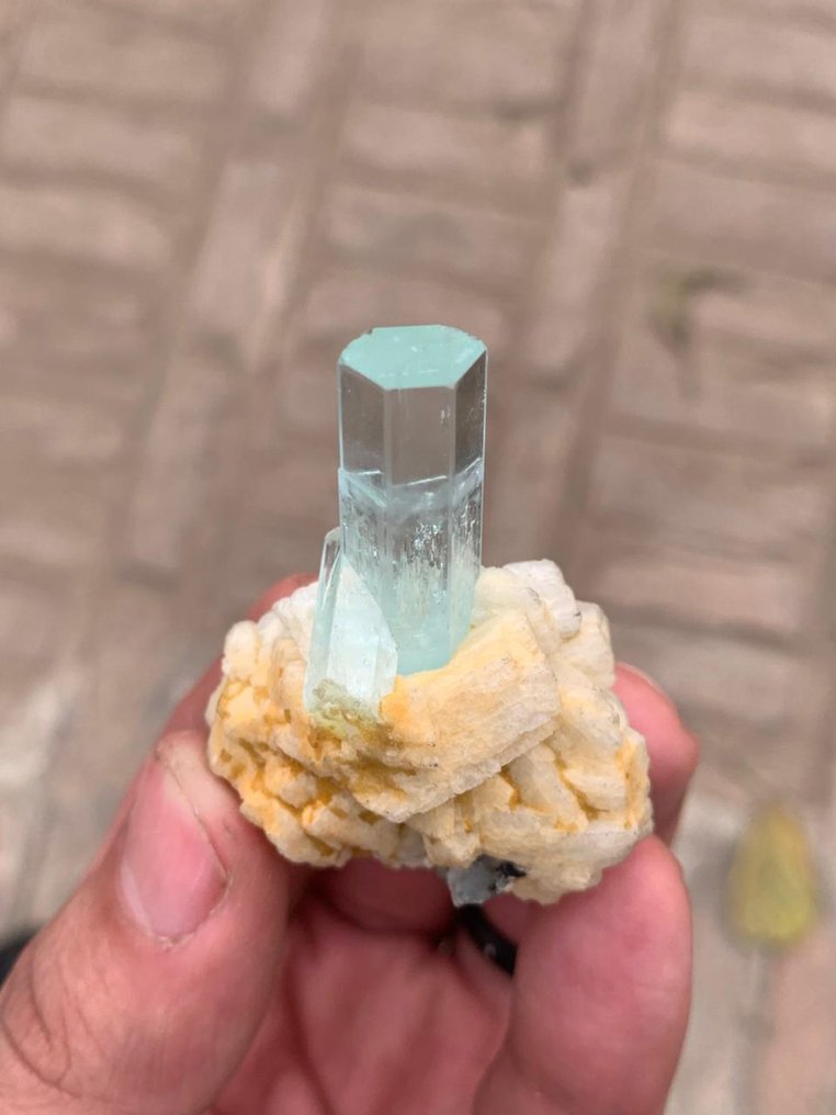 Μπλε Ακουαμαρίνα σε συνδυασμό με φελσπάρη. Δείγμα - Ύψος: 5.1 cm - Πλάτος: 4 cm- 36 g - (1) #3.2