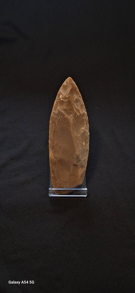 Νεολιθική Πυρόλιθος Πιρούνι μαχαίρι σε υπέροχο πολύχρωμο πυρίτη, τύπου ιθαγενικού αμερικανικού νεολιθικού δόρατος. - 136 mm  (χωρίς τιμή ασφαλείας) #1.0