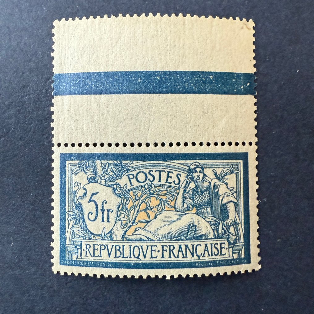 法國  - Yvert 123 “Merson 5fr” 居中，纸边整齐，九枚 ** - TB #1.0
