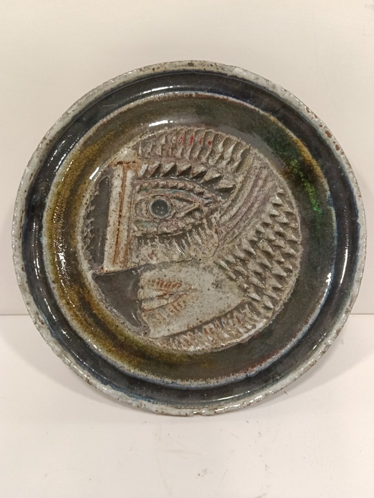 Francisco Espinoza Dueñas (1926-2020) - Plato gres esmaltado - rostro - pieza única #1.0