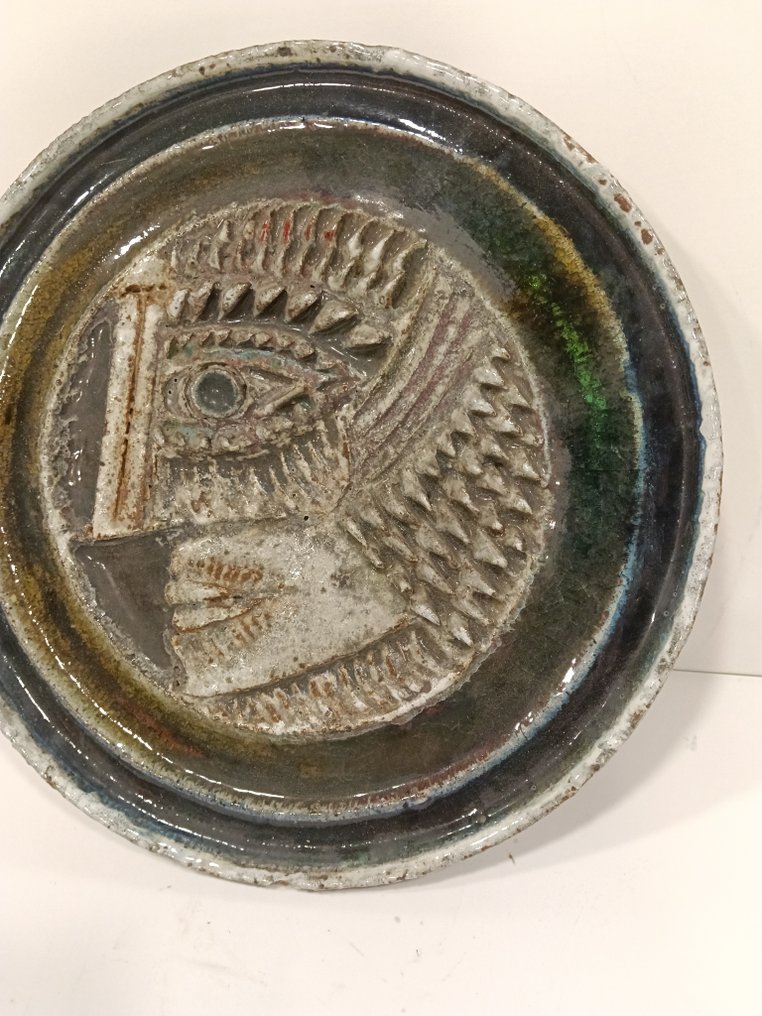 Francisco Espinoza Dueñas (1926-2020) - Plato gres esmaltado - rostro - pieza única #2.1