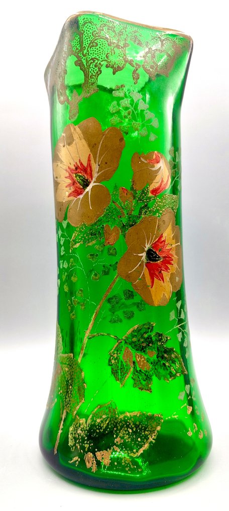LEGRAS (1839-1916) - Βάζο -  Παλαιό μεγάλο βάζο με διακόσμηση σε σμάλτο, διακοσμημένο με όμορφα Coquelicots σε στυλ σελιδοδείκτη  - φούσκωμα γυαλιού #1.0