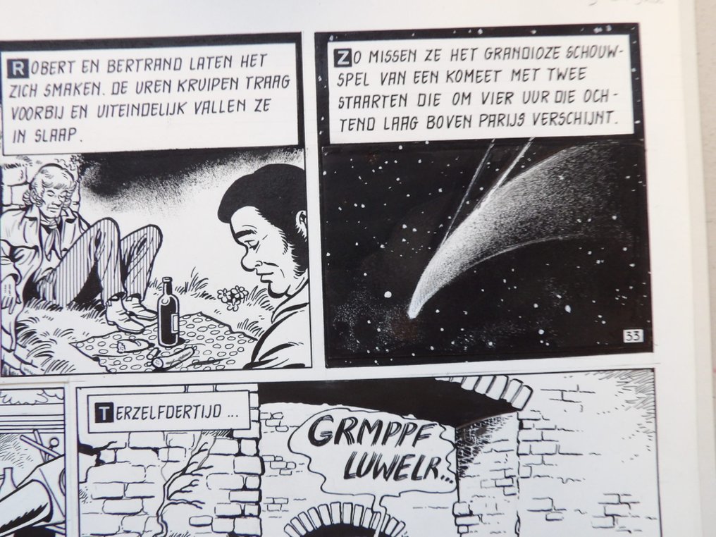 Van Riet, Ron - Robert en Bertrand 73 - De Komeet en het Beest - strook 33 t/m 36 - 1 x eredeti oldal - Első kiadás - 1987 #4.3
