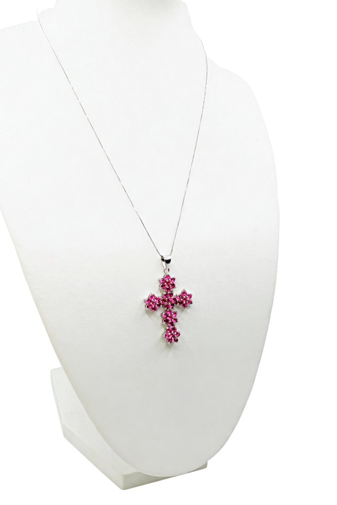 χωρίς τιμή ασφαλείας - Κολιέ με μενταγιόν Ασημί, Gold-plated Ροδολίτης - 5,80 καρατίων - Χρυσός 18 καρατίων #1.0