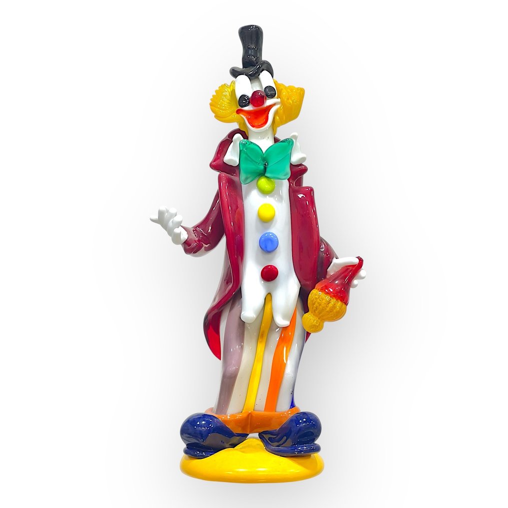 Filippo Maso - Skulptur, Clown grande con fiasca - 37 cm - Murano-glas #1.0